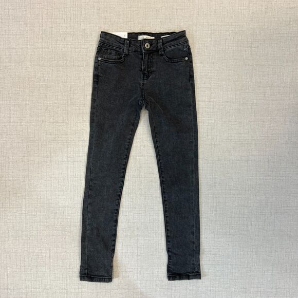 Jessica Simpson Kiss Me Skinny Roll Cuff Jeans Girls 8 Black Wash Denim Mid Rise - Picture 2 of 11